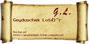 Geyduschek Lotár névjegykártya